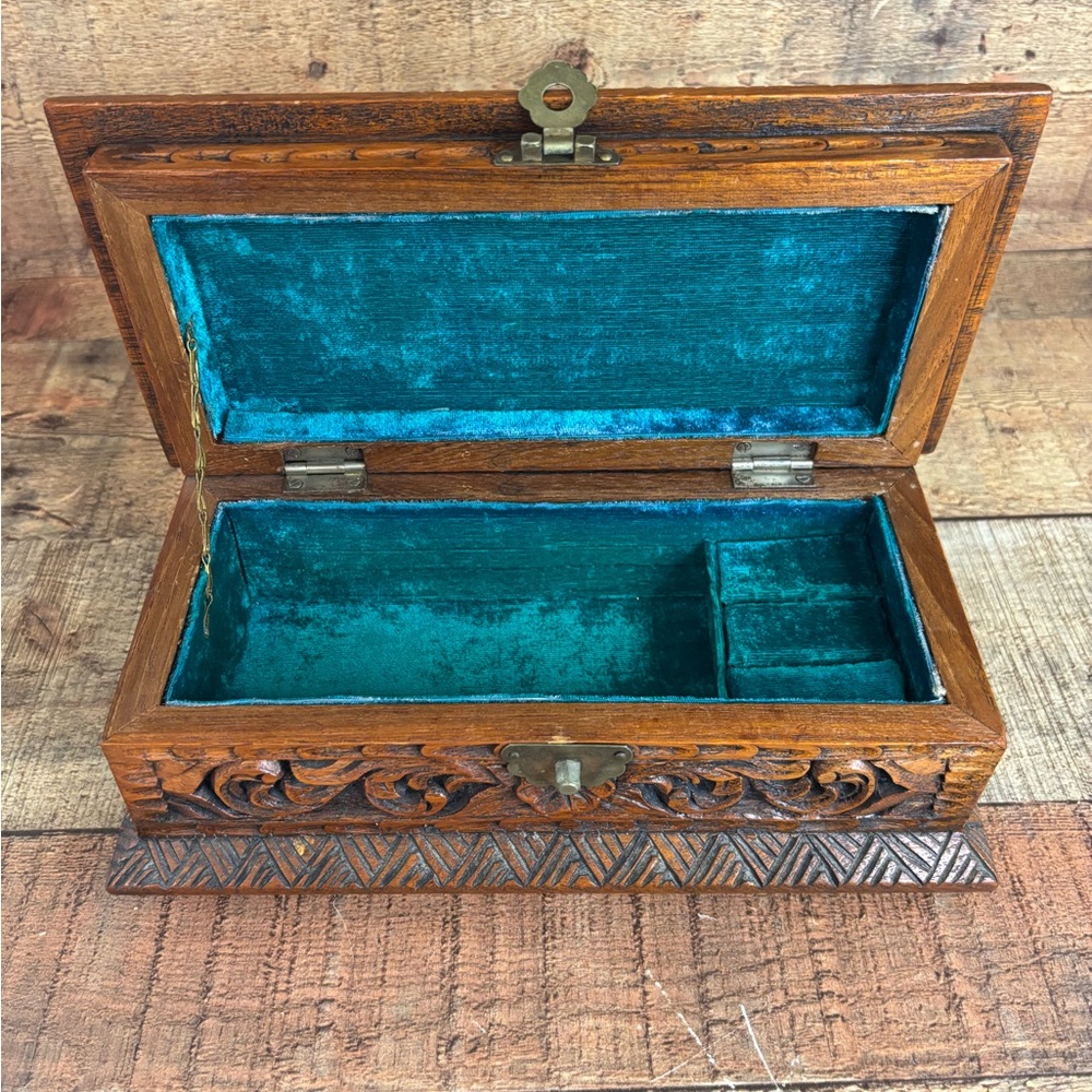 Handcrafted Wooden Jewelry Box with Velvet Lining